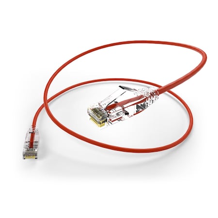 Clearfit Slim Cat6 28Awg Patch Cable, Snagless, Red, 6 Inch, High